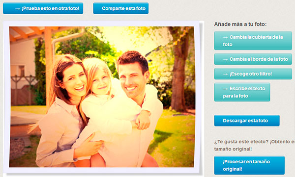 Opciones para descargar fotografía